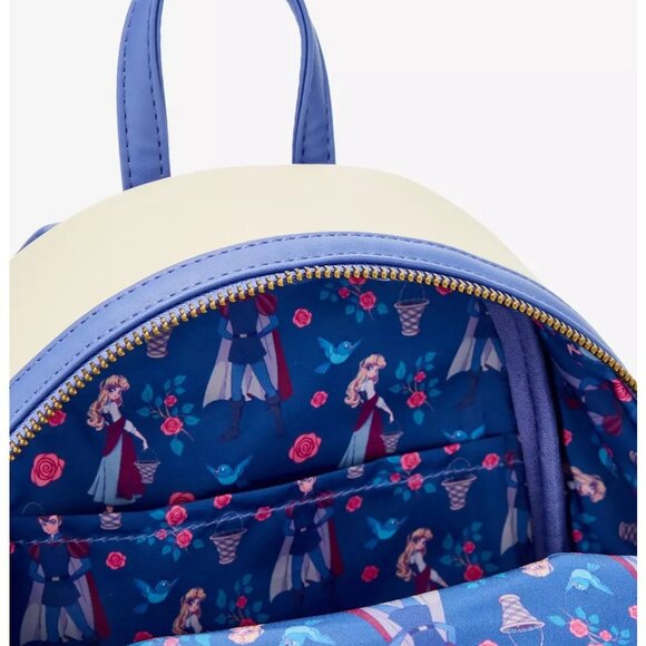 Loungefly Disney Sleeping Beauty Mini Backpack Aurora & Phillip Roses Floral Bag - Picture 4 of 4